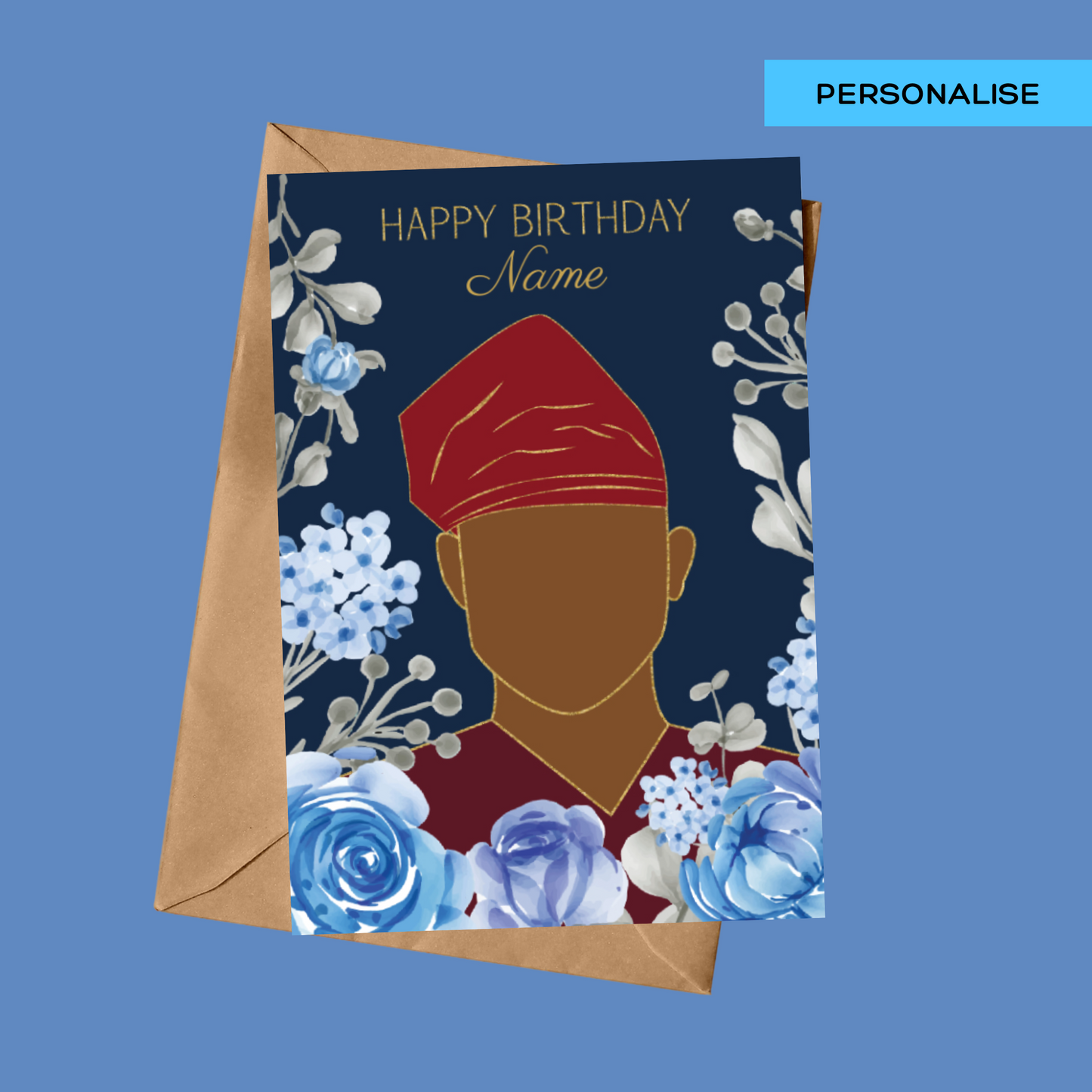 Personalised: Happy Birthday - Black Luxury (Navy)